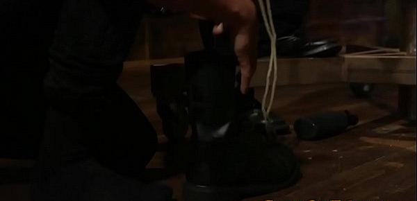  Edging sub sucked while shoe hangs from balls